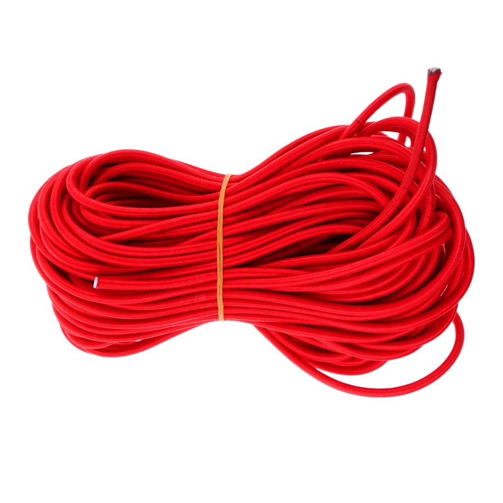 6mm Red Strong Elastic Bungee Rope Shock Cord Stretch String Tie Down Roof Rack Tent Kayak Boat Bag Luggage DIY Craft UV Stable 