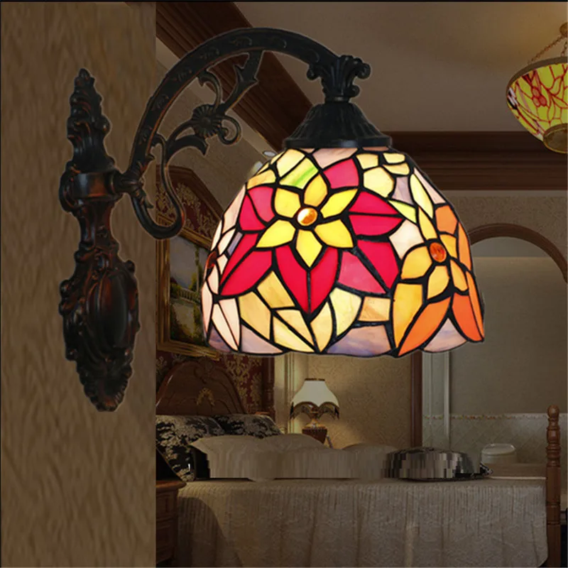 Tiffany wall lamp, Baroque wall lamp ,20cm multi color flower wall mounted tiffany light for