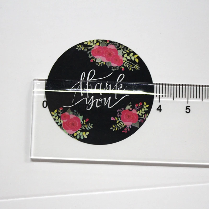 120 шт./лот новые наклейки из крафт бумаги с надписью Thank You и черными цветами для