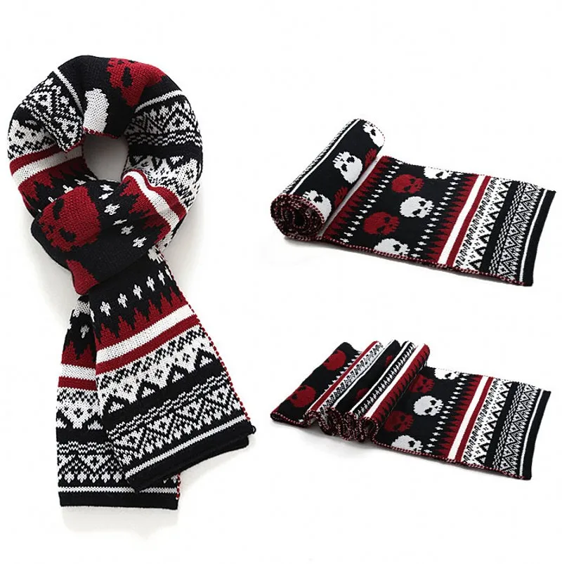 Autumn And Winter Wool Skull Scarf For Men Imitation Cashmere Acrylic Foulard Knitted Thickening