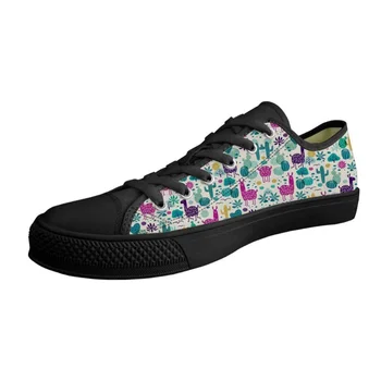

Customized Teen Boys Cute Cartoon Alpaca Pattern Vulcanized Shoes Low Top Stylish Male Flats Canvas Shoes Man Chaussure Homme