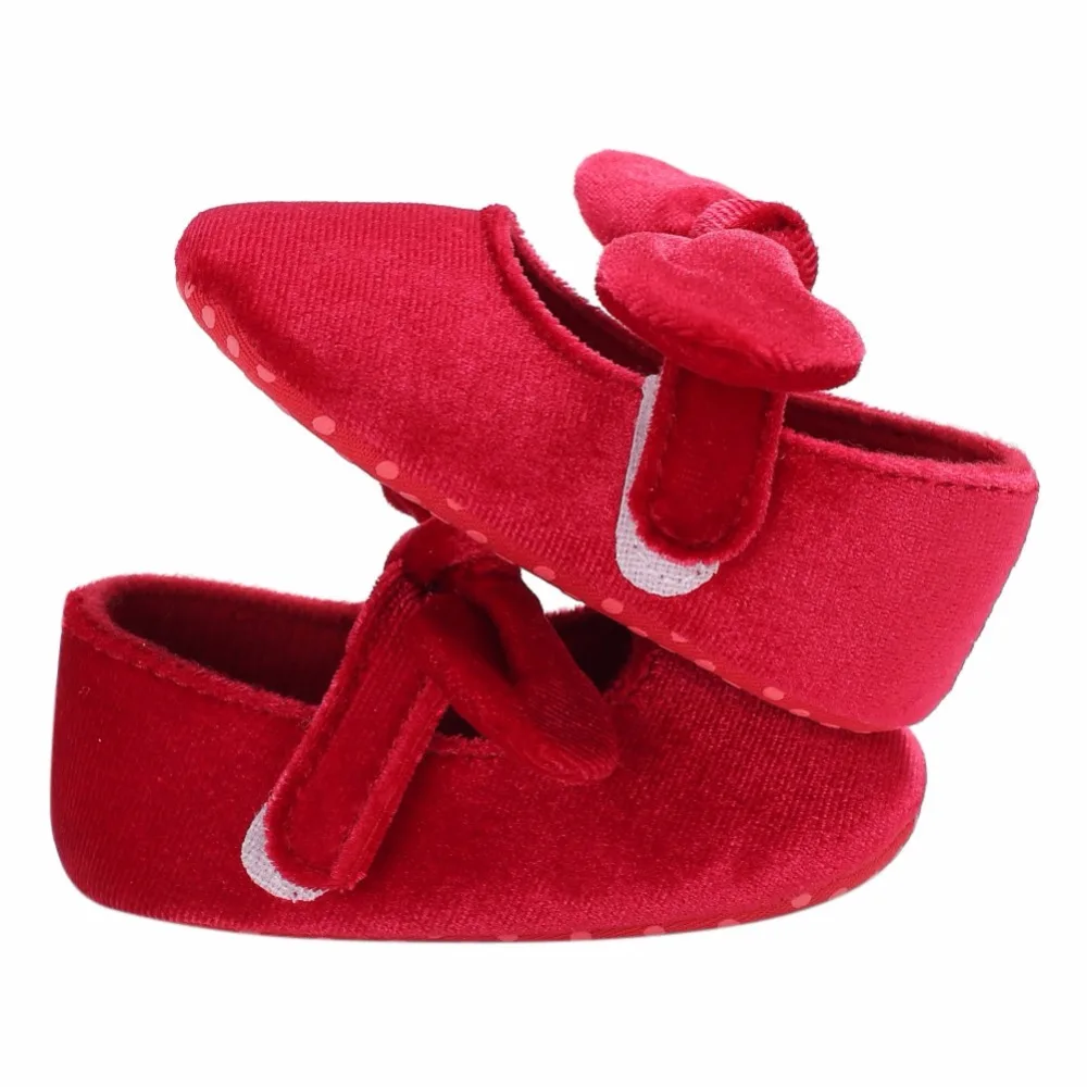 Новая шелковая обувь принцессы с бантиком для малышей, хлопковые мокасины для маленьких девочек, Туфли Мэри Джейн с твердой подошвой для малышей 0-18 месяцев