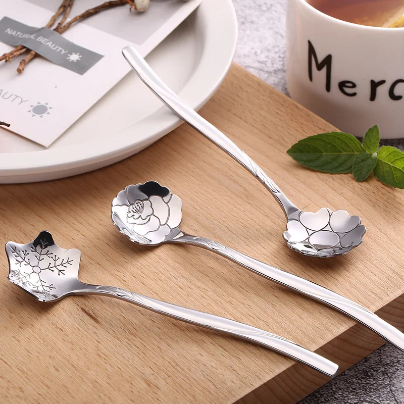 

Top Beautiful! Stainless Steel Small Mini Peony Flower Coffee Spoon Stirring Spoon Teaspoon Tea Spoon Dessert Spoon Tableware