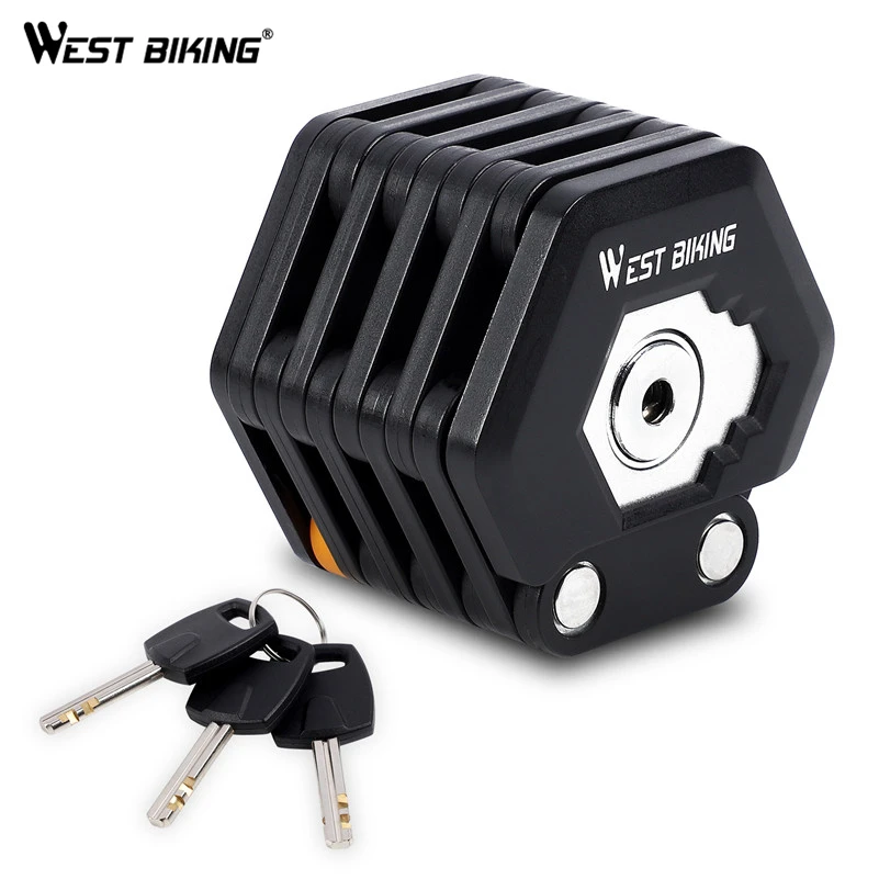WEST BIKING Folding Bicycle Lock MTB Road Bike Alloy Steel Anti Theft