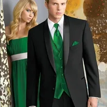 Индивидуальный заказ смокинг жениха Черный Groomsmen шаль воротник с атласными лацканами Свадебные/ужин Костюмы Best человек Жених(куртка+ Брюки для девочек+ галстук+ жилет) b243