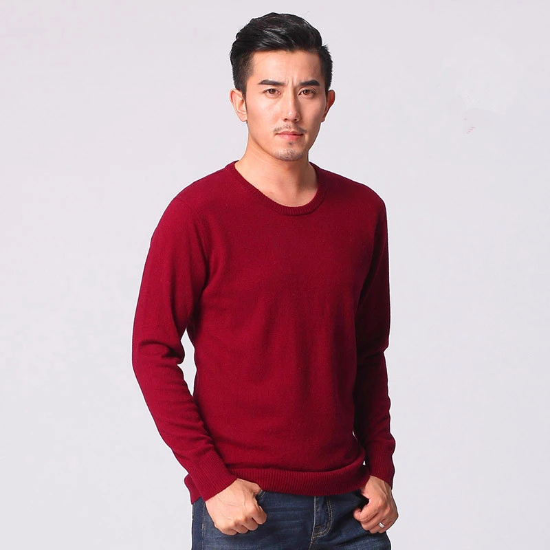 Men's round neck Cashmere Sweater thin sweater new winter business Men Slim sweater Men Sweater hedging color