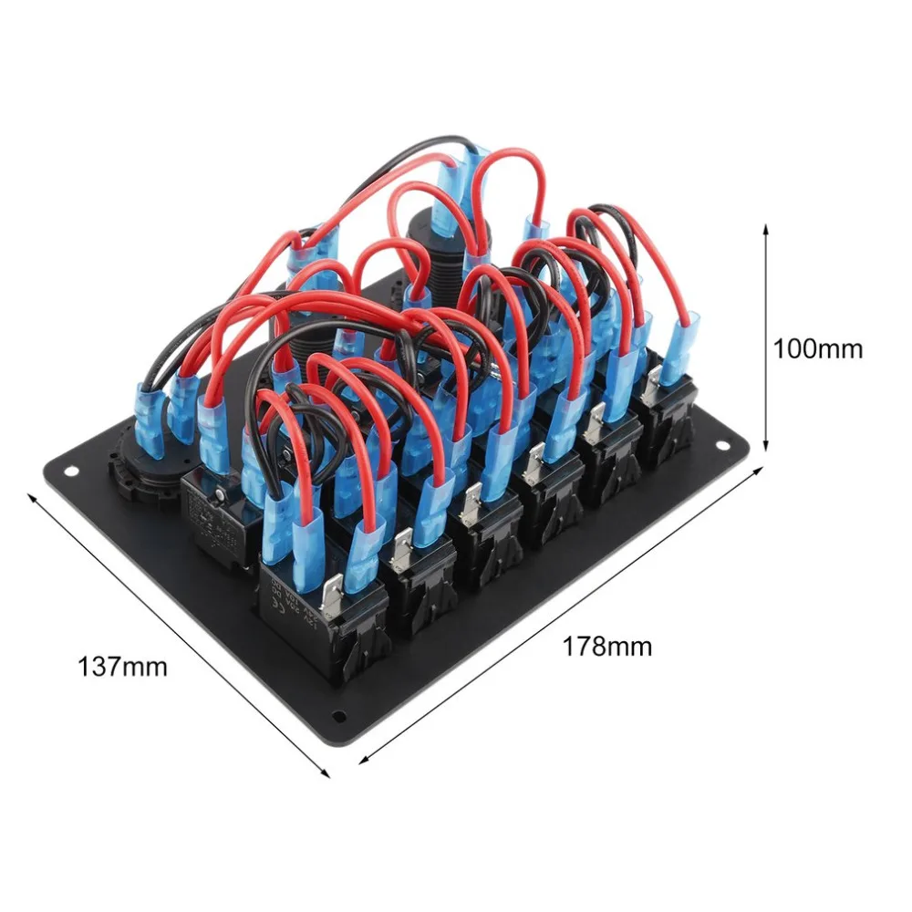 Практичный Водонепроницаемый 6 банд перекидной переключатель панель автомобиля морской лодки цепи Светодиодный брейкер вольтметр алюминиевая панель DC плоский