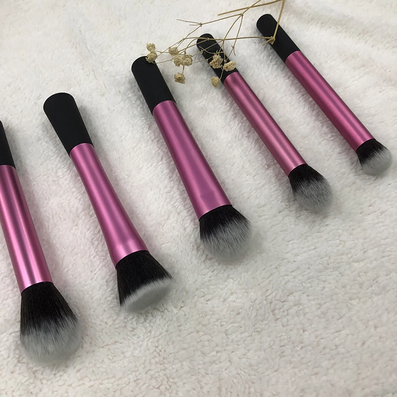 

5pcs pink super soft taklon hair makeup brush basic professional kit