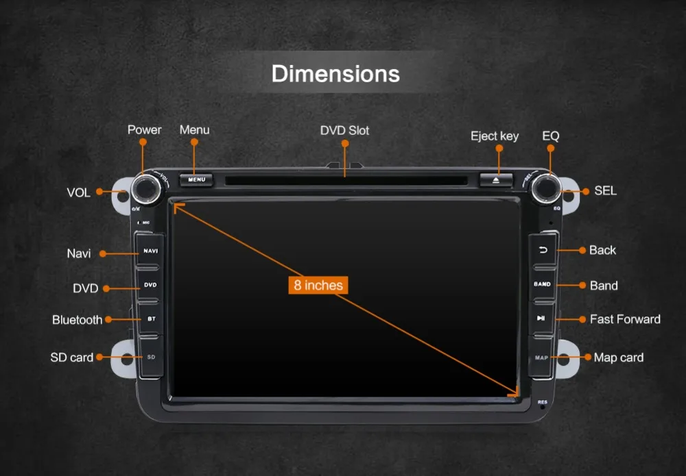 Excellent Octa Core Android 8.1 2G RAM 2 Din Car DVD GPS Navi Radio Player For Volkswagen SKODA GOLF 5 Golf 6 POLO PASSAT B7 T5 CC TIGUAN 22