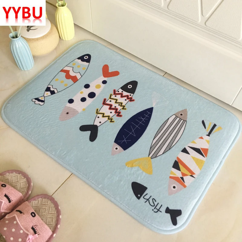 

YYBU Flannel Bathroom Mat Shaggy Bathroom Carpet Rug Anti Slip Badmat Kitchen Door Floor Mat Toilet Lid Cover Shower Room Rugs