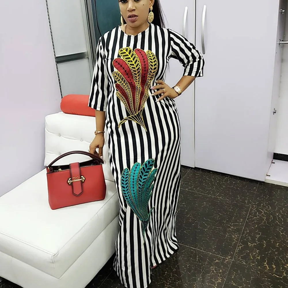 

Tilapia fashion brand women striped summer dress empire waist maxi long casual vestidos sexy loose elastic women dress