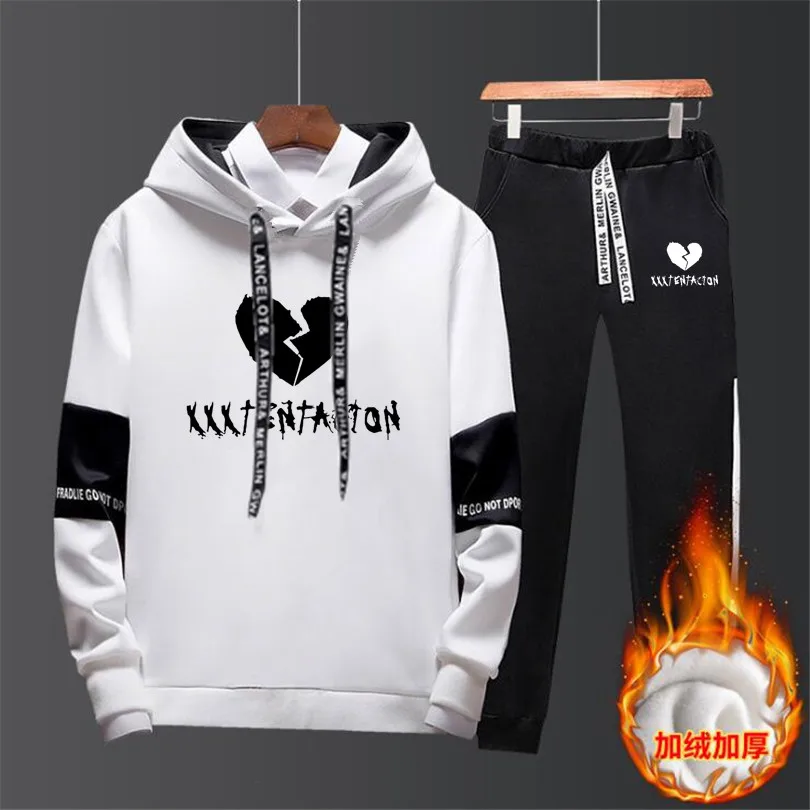 2019 Autumn/Winter XXXTentacion Revenge Kill Hip Hop Hoodies Sweatshirts And Sweatpants Men Two Piece Set Hooded Suit Velvet