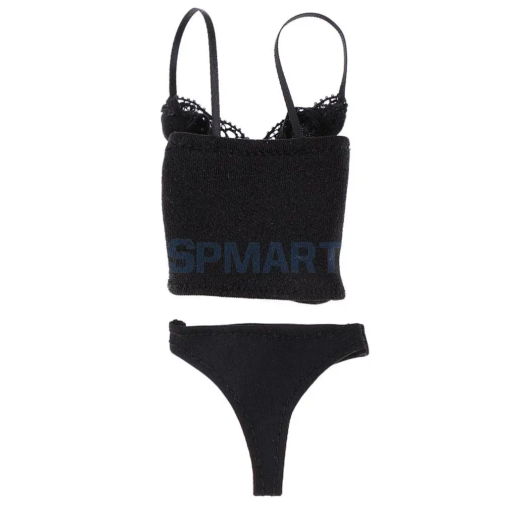 1/6 Scale Black Female Lingerie Underwear Bra Briefs Bikini Set for 12