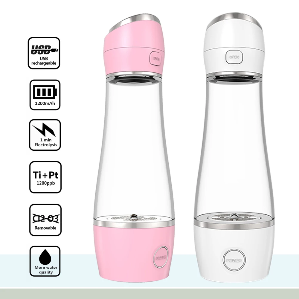 

AUGIENB 280ml Hydrogen Rich Water Bottle Portable Pure lonizer Alkaline Maker Generator USB Rechargeable Anti-Aging Healthy Cup