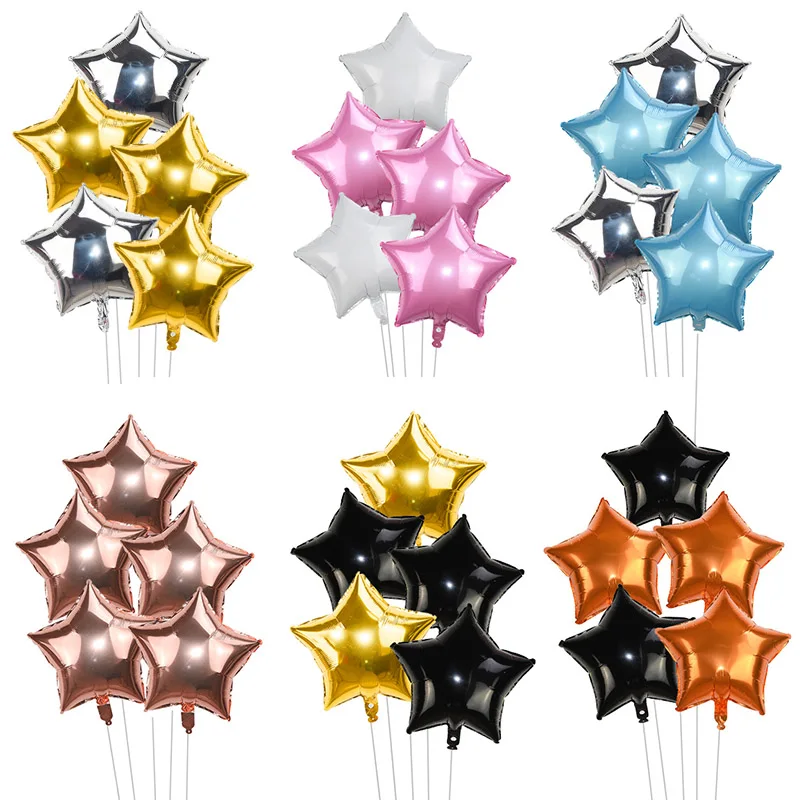 

5pcs/set 18inch Five-pointed Star Foil Balloon Baby Shower Children's Birthday Party Wedding Decor Supplies Kids Balloons Globos