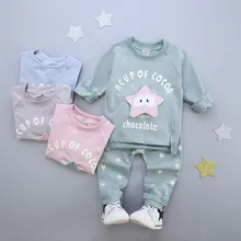 2016 Nouveau mode coton printemps bébé étoiles vêtements ensembles enfants garçons mignon costumes bébés tops + pantalon 2 pcs ensemble infantile fille vêtements