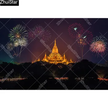 

Full Square 5D DIY Diamond Painting "Gold Castle" Embroidery Cross Stitch Mosaic Home Decor Gift CJ50