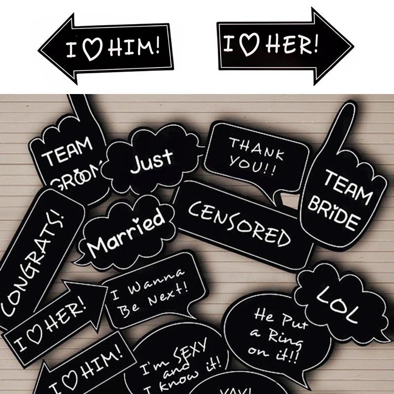 16pcs/set DIY Just Married Photo Booth Team Bride Groom Bridal Shower Party Wedding Decoration
