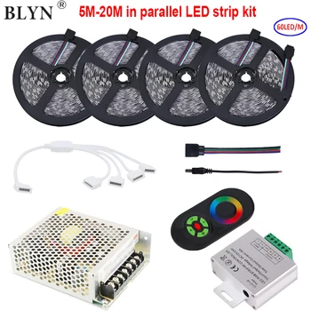

20M 5050 RGB LED Strip Light Tape 60LEDs/m 15M 10M Waterproof LED Ribbon Wireless RF Remote RGB Controller 12V LED Power Supply