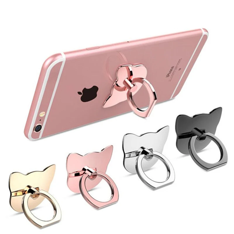 10 pcs/lot 360 Degree Cat Ear Finger Ring Mobile Phone Stand Holder Mount Support for IPhone IPad Samsung Xiaomi All Smart Phone
