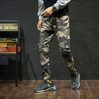 

Men Spring Casual Camouflage Long Pants 2019 Men Pure Cotton Pencil Pants Joggers Male Camo Pockets Pants Trousers