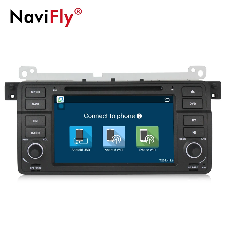 Discount NaviFly 4G LTE Android8.1 Quad Core Car Radio DVD GPS Navigation Stereo for BMW E46 3 Series M3 1998-2006 RAM 2GB HD 1024*600 4