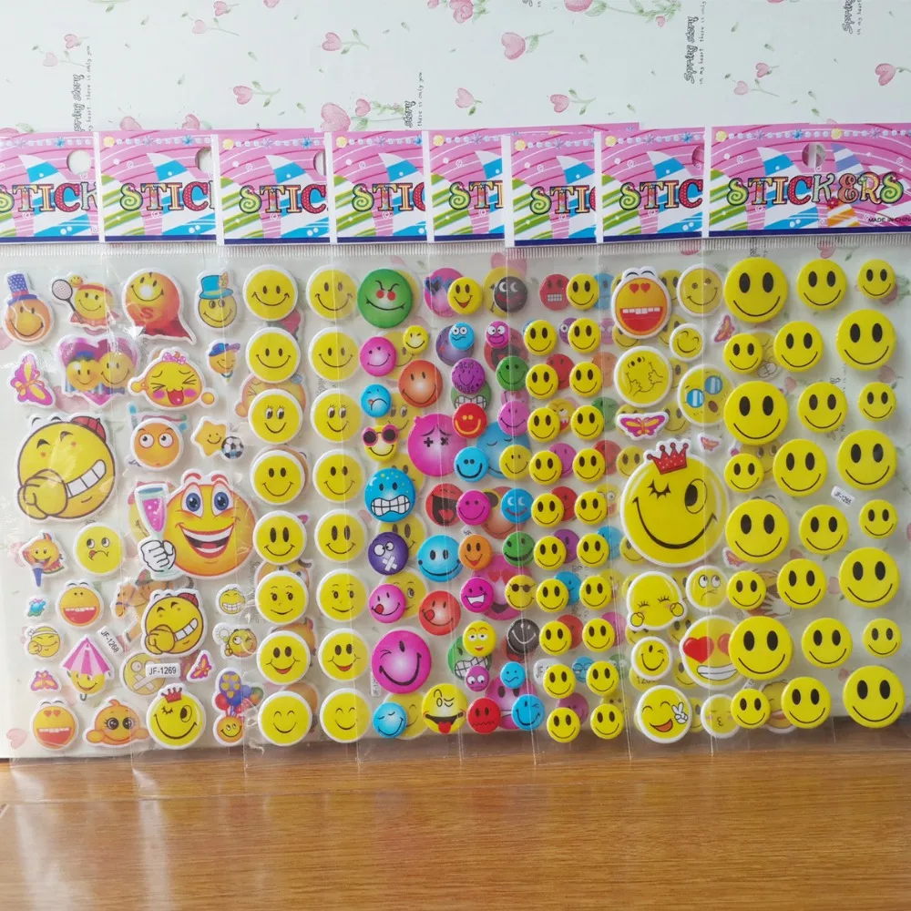

5Sheet /Pack Cartoon Children Emoji Kawaii Smile Face Stickers School Teacher Merit Praise Class Sticky Paper Lable