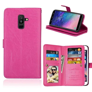 

20pcs/lot Crazy horse 9 card+photo frame book style leather case cover for Samsung Galaxy A6 A6 plus A8 A8 plus 2018 A8/A9 Star