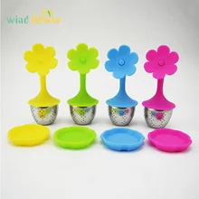 Сон-трава 4 цвета Подсолнух сеточка для заваривания листового чая силиконовые многоразовые фильтр с поддон Новинка чай/кофе и чай наборы для ухода за кожей/