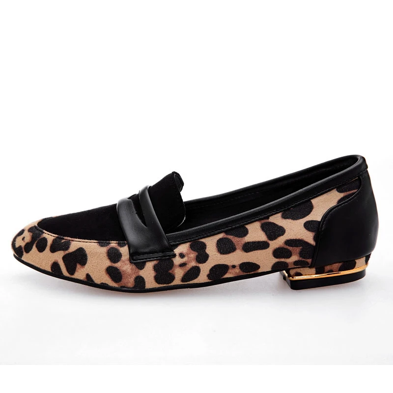Леопардовая обувь из нубука обувь на плоской подошве Балетки на плоской подошве с острым носком без шнуровки, большие размеры 34-47, весенне-осенняя повседневная обувь