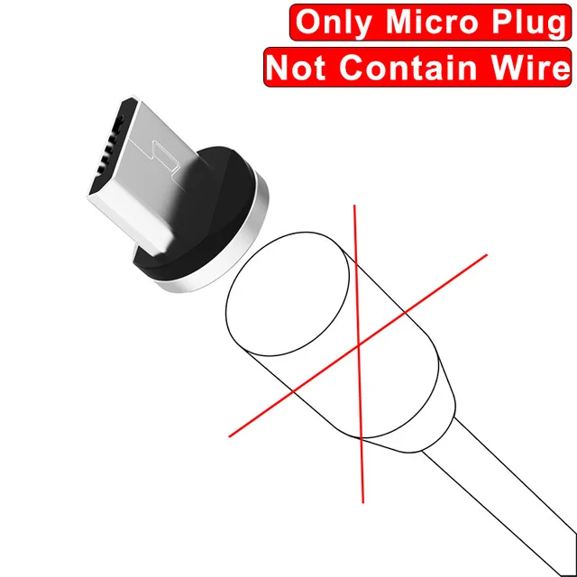 Магнитный кабель Micro USB для iPhone samsung oneplus 6t type-c, быстрая зарядка, магнитное зарядное устройство, usb type C, кабели для мобильных телефонов - Цвет: Only Plug