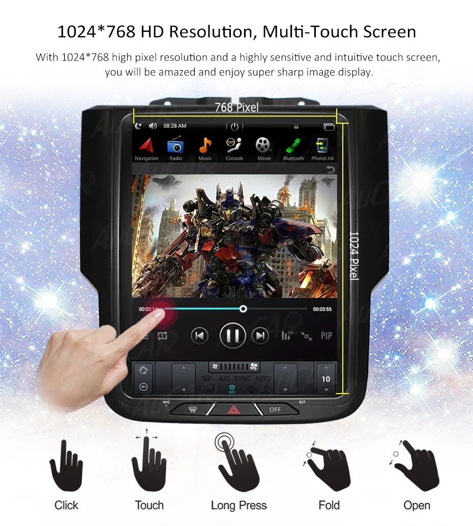 Clearance Android 6.0 Tesla Style 10.4" Car DVD Player for Dodge RAM GPS System Audio 2014 - Bluetooth Radio WIFI 4G Vertical Stereo IPS 9