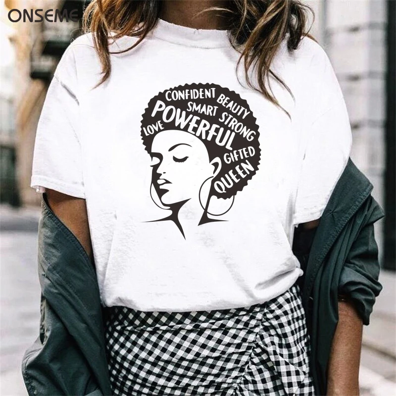 ONSEME الأفرو سيدة T قميص المرأة النسوية تيز الملكة فتاة الطاقة شعار إلكتروني القمصان الإناث الصيف القطن المحملة DIY قمم A-02 ONSEME الأفرو سيدة T قميص المرأة النسوية تيز الملكة فتاة الطاقة شعار إلكتروني القمصان الإناث الصيف القطن المحملة DIY قمم A-02