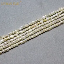 2-4 мм белый натуральный пресноводный жемчуг в форме риса бусины для самостоятельного изготовления ювелирных изделий Браслет Ожерелье strand 14''