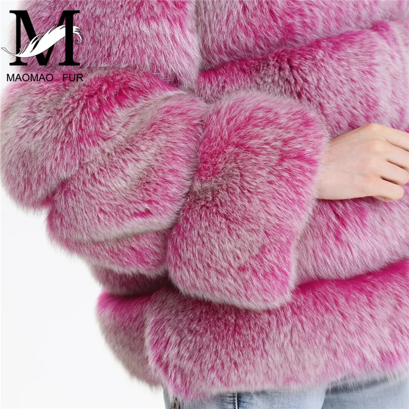 Real Fox Fur Coat Women Winter 2018 Fashion Natural Fox Fur Jacket with Hood Outfit Hoodies Genuine Real Fur Hooded Coat Female