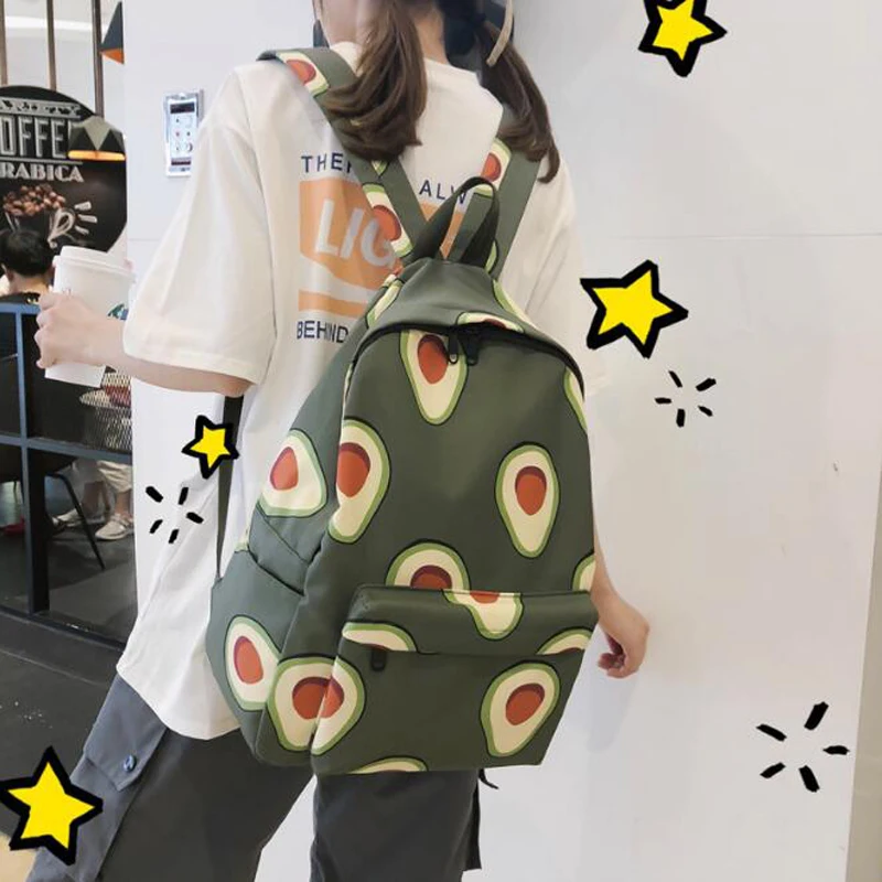 100 шт./лот авокадо зеленый рюкзак для женщин Новая Студенческая модная школьная сумка рюкзак для путешествий портативная модная сумка для