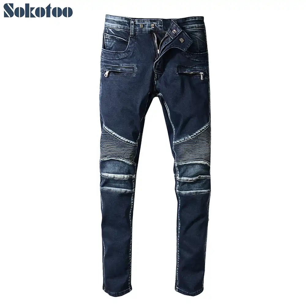 navy blue biker jeans