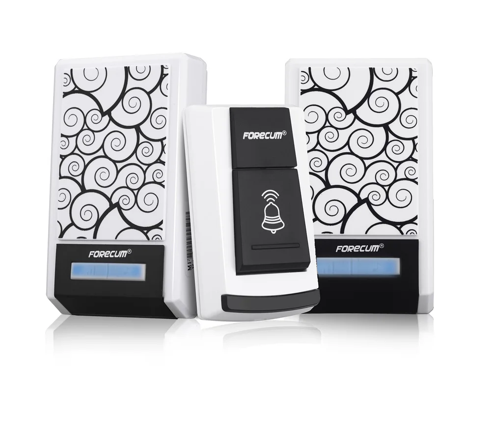 

Forecum 5F Smart Wireless Doorbell Waterproof with Two Receivers DC Door Bell 36 Chimes 100m Range for Home Office