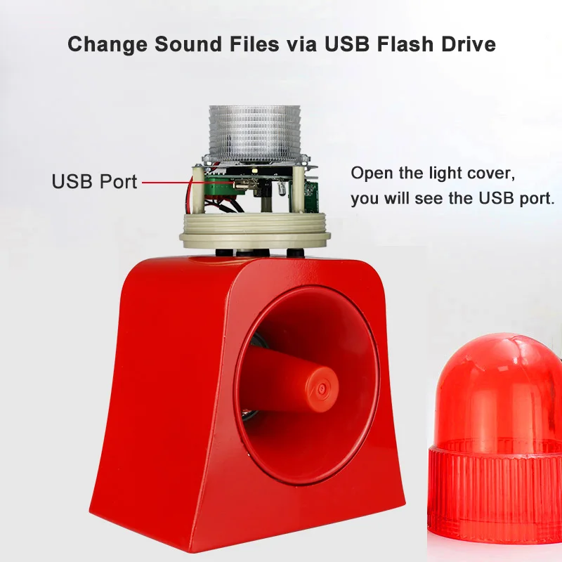 Промышленная звуковая и визуальная сигнализация 100 м беспроводной пульт дистанционного управления звуковая сирена маяк с USB портом