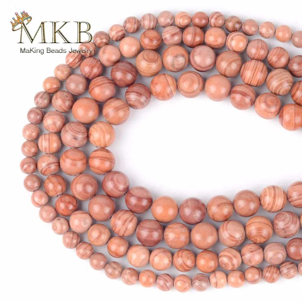 

Natural Light Orange Wood Jaspers Round Beads 6 8 10mm Stone Beads For Bracelet Necklace Jewelry Making 15inches Perles Bijoux