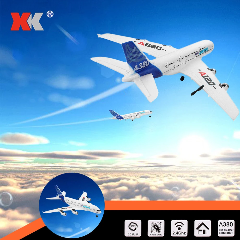 Wltoys XK A120 RTF RC Самолет 2,4 г 3CH Аэробус A380 модель самолета 8 минут полета 505 мм Длина для новичков и профессионалов