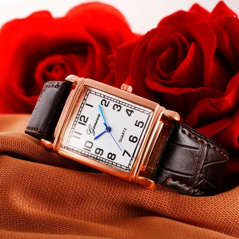 Relogio шашки искусственная кожа часы для женщин Роскошные сталь квадратный циферблат Кварцевые аналоговые наручные часы для женщин s повседневные спортивные часы# Ni - Цвет: Brown