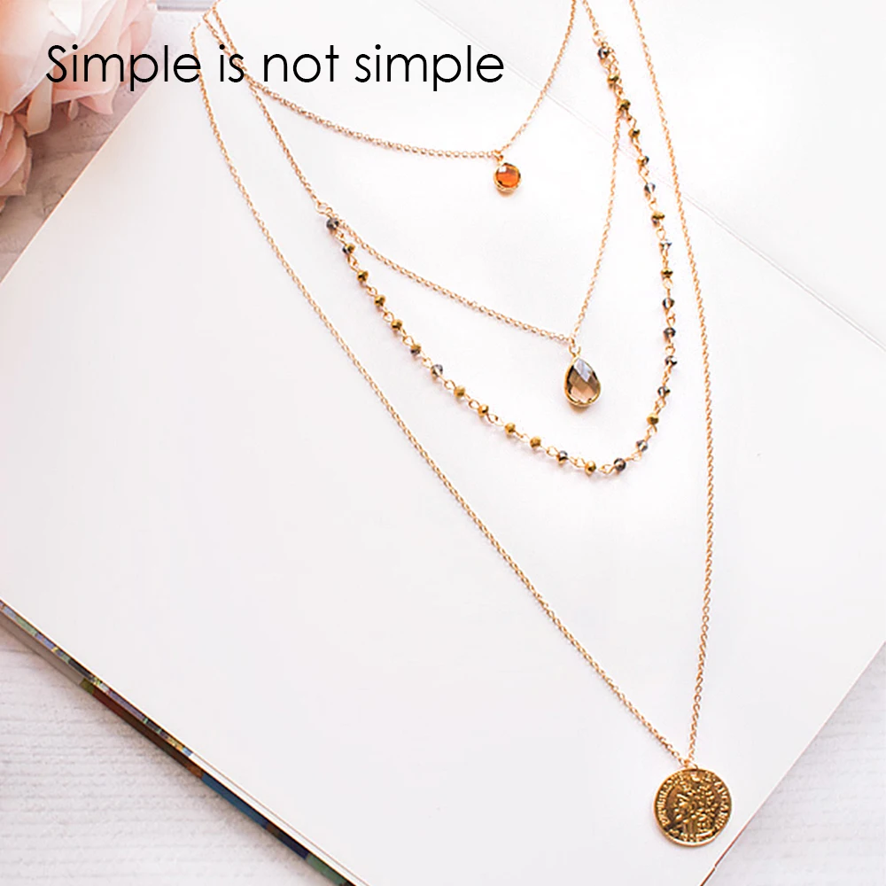 eManco Multi Layered Necklace Crystal Beads Chain Vintage Old Coin pendant necklace New Arrivals For Women Fashion Jewelry