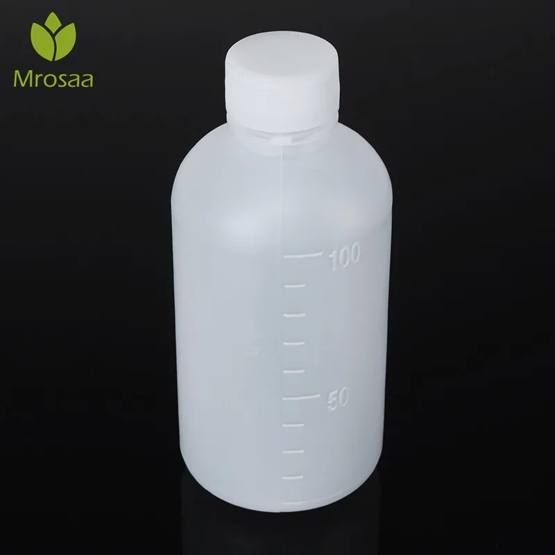 

100ml Clear Plastic Laboratory chemistry Agent Bottle Sample Reagent Liquid Storage Case Bottle Graduated Small Mouth Container