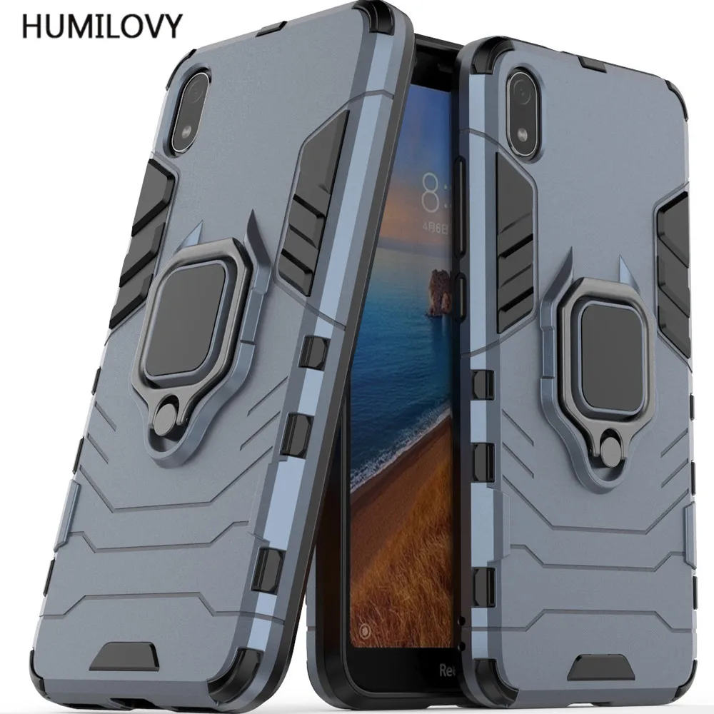 Чехол для Xiaomi Redmi 7A армированный металлический держатель кольца на палец Жесткий