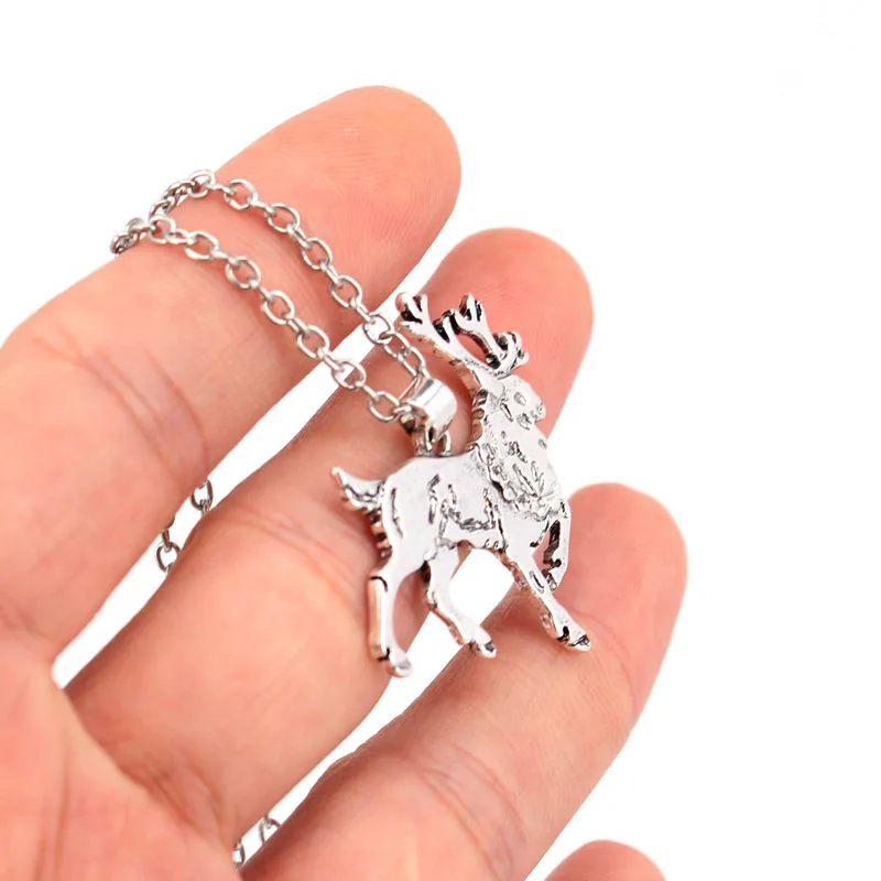 hzew new Ancient silver deer pendant necklace deer christmas gift necklacesin Chain Necklaces
