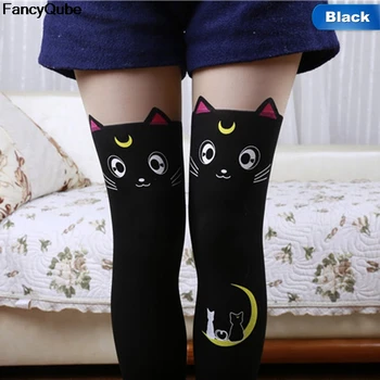 

Female Sexy Tights Lady Spring Autumn Cat Pantyhose Black And White Drop Shipping