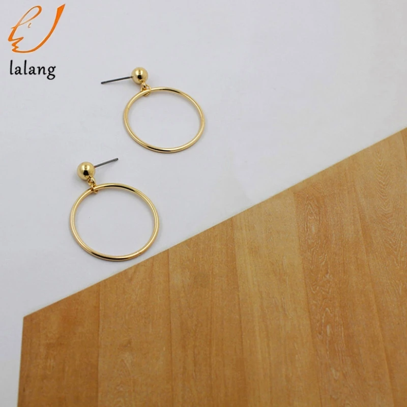 

New Fashion Jewelry Gold Silver Color Geometric Round Big Beads Stud Earrings Best Gift For Earring Girl Women