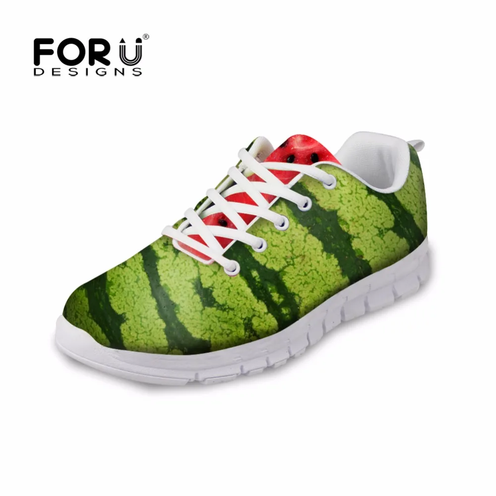 

FORUDESIGNS 2018 Autumn Women's Lace-up Flat Shoes Fashion 3D Fruits Printed Women Light Mesh Shoes Female Students Casual Shoes