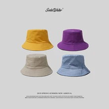 SODA воды для мужчин Уличная Япония стиль сплошной цвет мужские шляпы ведра хип хоп модные шляпы для рыбалки летняя шляпа от солнца 154CI2019